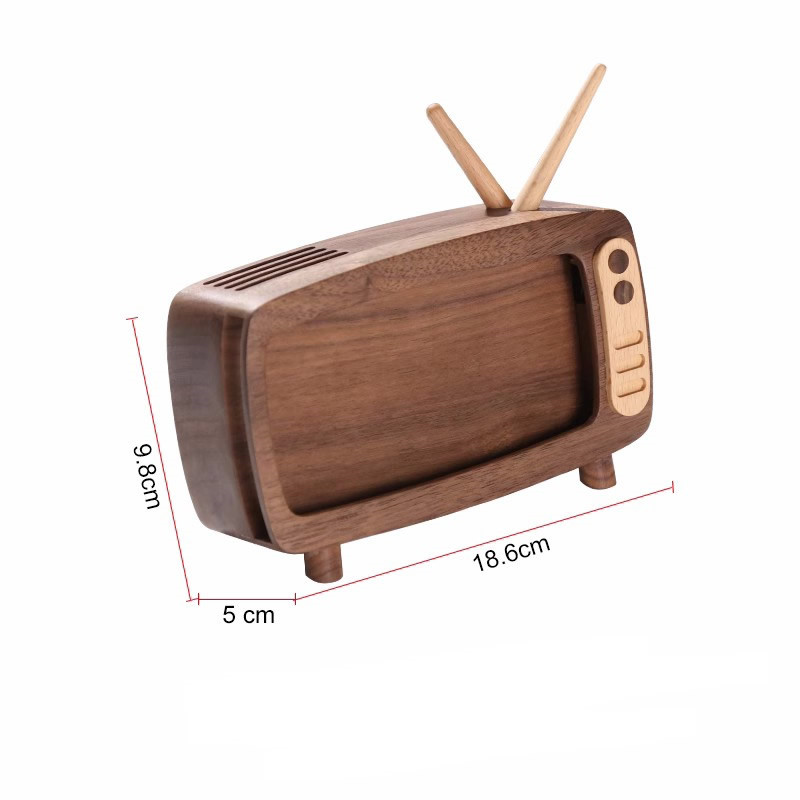 Vintage Black Walnut Tv-Shaped Phone Stand