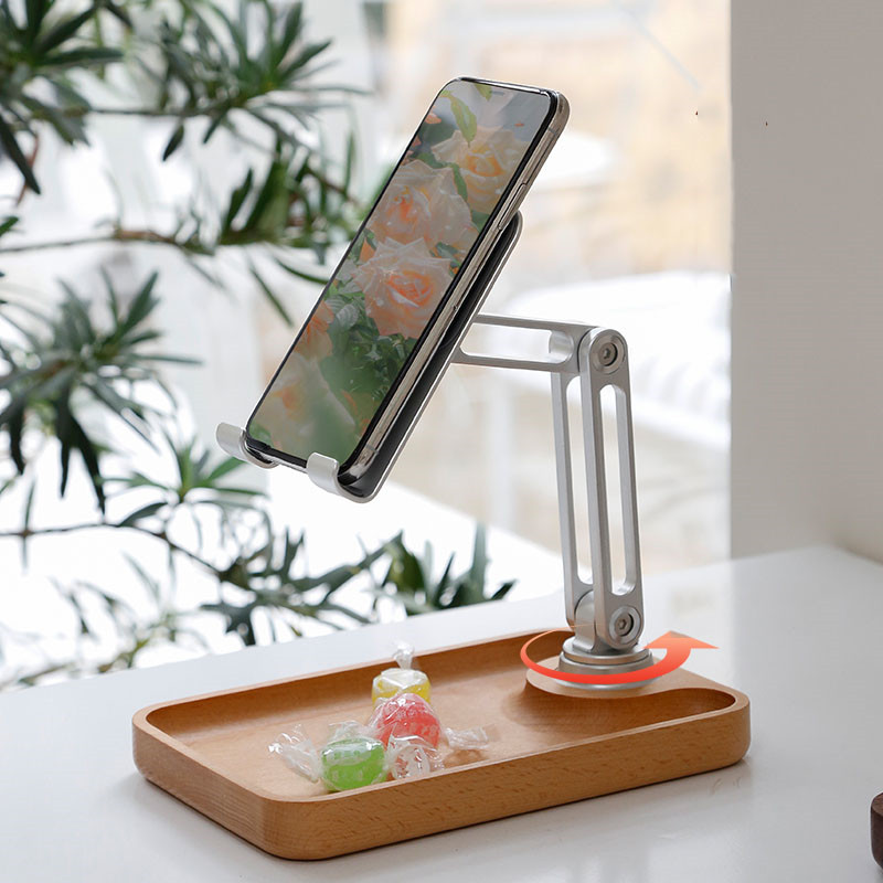 Wooden 360-Degree Rotation, Folding Mobile Phone Holder