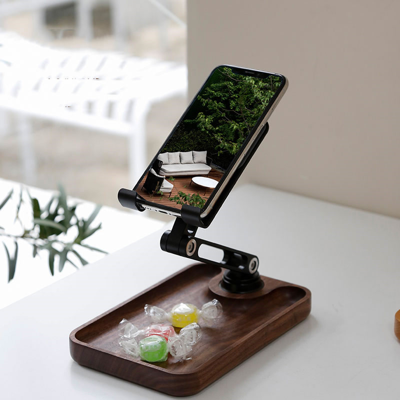 Wooden 360-Degree Rotation, Folding Mobile Phone Holder