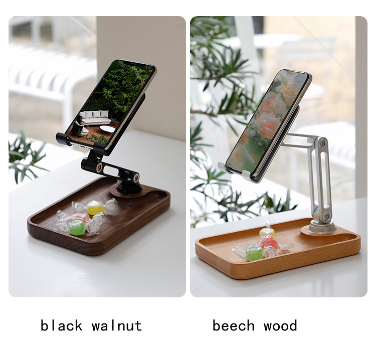 Wooden 360-Degree Rotation, Folding Mobile Phone Holder