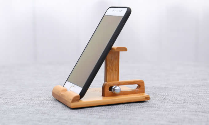 Bamboo Adjustable Cell Phone Smartphone Stand Holder