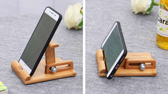 Bamboo Adjustable Cell Phone Smartphone Stand Holder