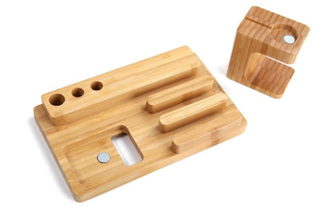  Bamboo Wood Charge Dock Holder for Apple Watch & Docking Station Cradle Bracket for Ipod Iphone Ipad & Other Phones Tablets  