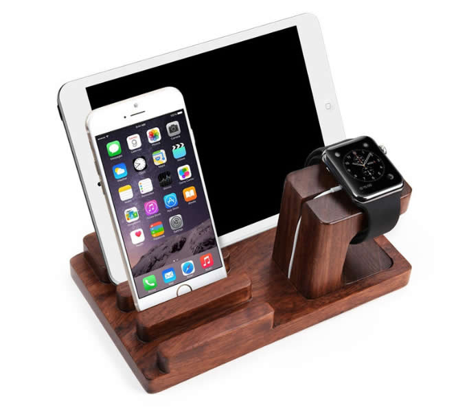  Bamboo Wood Charge Dock Holder for Apple Watch & Docking Station Cradle Bracket for Ipod Iphone Ipad & Other Phones Tablets  