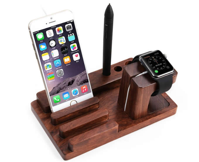  Bamboo Wood Charge Dock Holder for Apple Watch & Docking Station Cradle Bracket for Ipod Iphone Ipad & Other Phones Tablets  