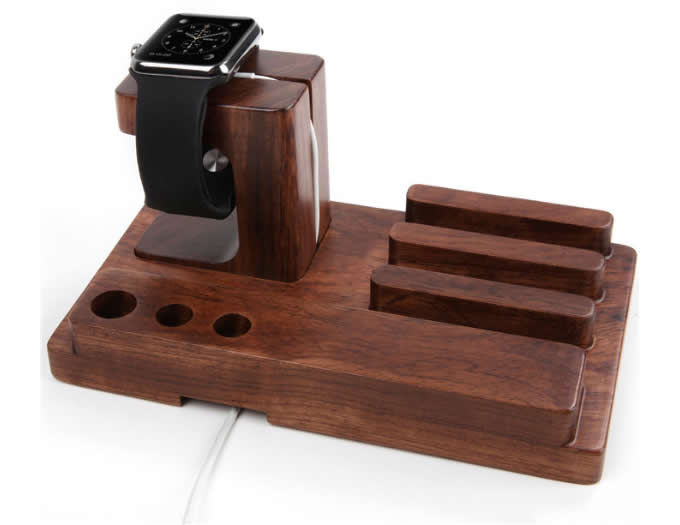  Bamboo Wood Charge Dock Holder for Apple Watch & Docking Station Cradle Bracket for Ipod Iphone Ipad & Other Phones Tablets  