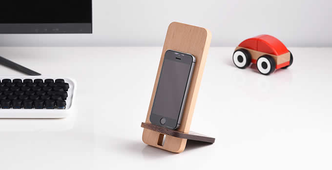  Bamboo Wooden Desktop Cell Phone Stand Holder Dock  