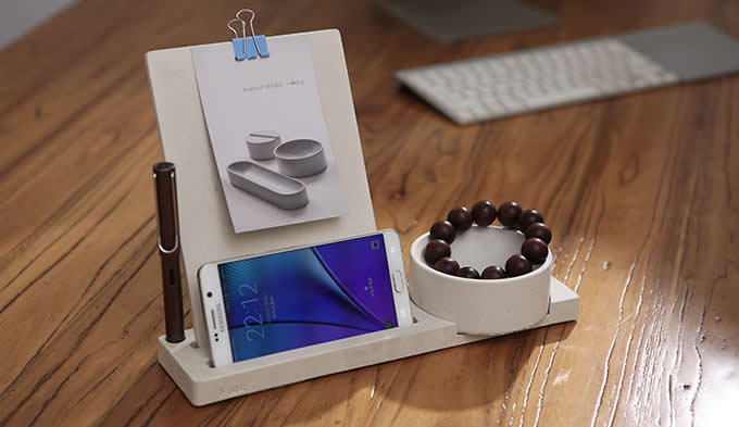 Concrete Multi-function Desk Stationery Organizer