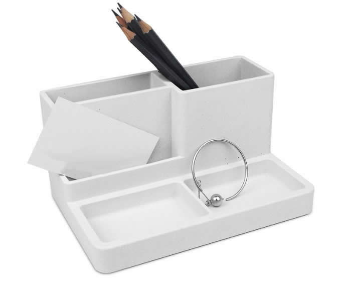  Concrete Office Desk Organizer Pen and Pencil Holder Stationery Storage Box 