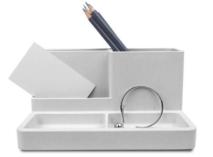 Concrete Office Desk Organizer Pen and Pencil Holder Stationery Storage Box 