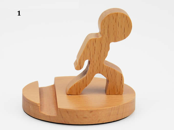 Creative Wooden Decorative Small Humanoid Cell Phone Stand