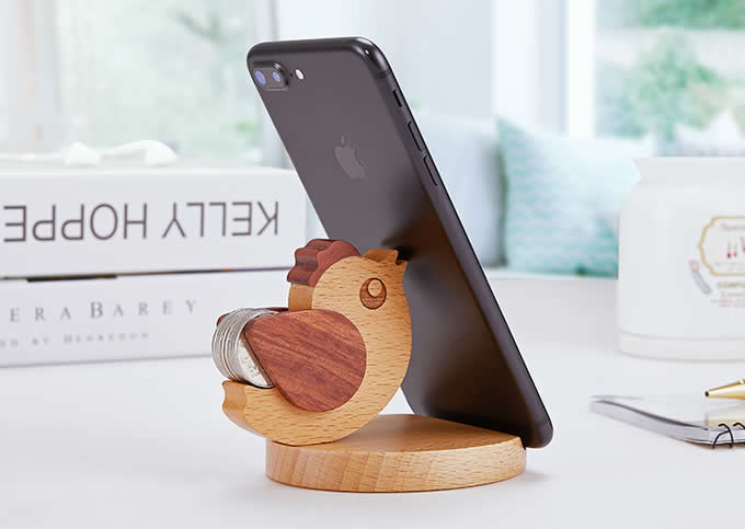  Cute Wooden Hen Cell Phone Tablet Stand Holder