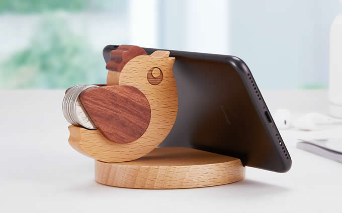  Cute Wooden Hen Cell Phone Tablet Stand Holder