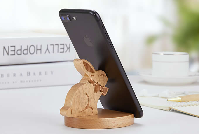  Cute Wooden Rabbit Cell Phone Tablet Stand Holder  