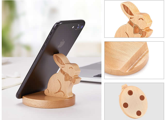  Cute Wooden Rabbit Cell Phone Tablet Stand Holder  
