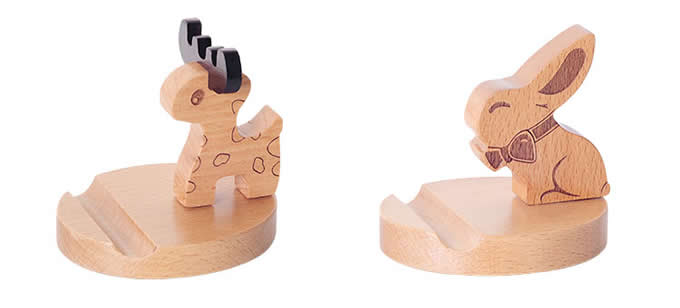  Cute Wooden Rabbit&Deer Cell Phone Tablet Stand Holder