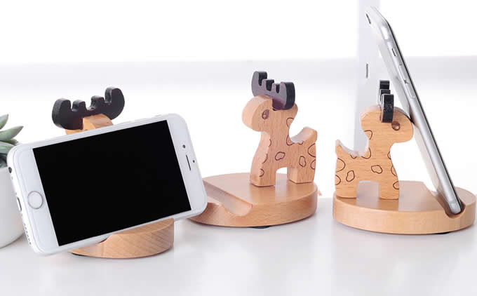  Cute Wooden Rabbit&Deer Cell Phone Tablet Stand Holder