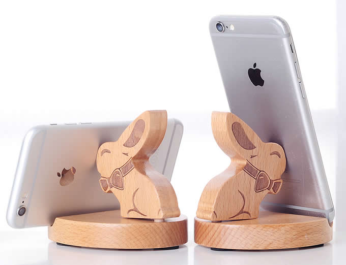  Cute Wooden Rabbit&Deer Cell Phone Tablet Stand Holder