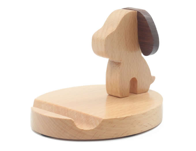 Dog Wooden Holder Stand for iPhone iPad and Other Cell Phone Tablet PC  