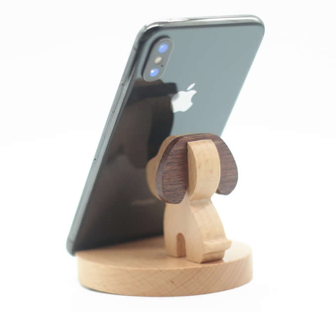Dog Wooden Holder Stand for iPhone iPad and Other Cell Phone Tablet PC  