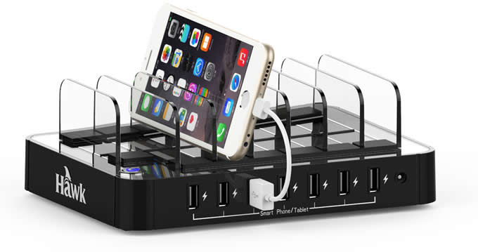  Multi Device 7-Port USB Charging Station Dock with Input 2.4 Amps Smart Rapid Charging Portsr For tablets,Smartphones