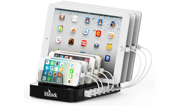  Multi Device 7-Port USB Charging Station Dock with Input 2.4 Amps Smart Rapid Charging Portsr For tablets,Smartphones