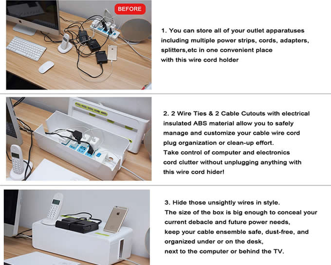  Multi-function Cable Cord Management Storage Box Charger Holder For Smartphones & iPads 