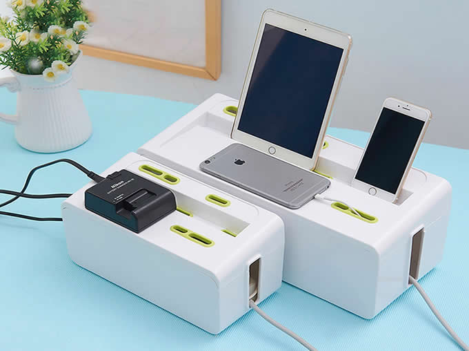  Multi-function Cable Cord Management Storage Box Charger Holder For Smartphones & iPads 