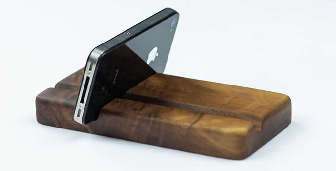  Natural Bamboo Wood SmartPhone iPad Stand Storage Holder