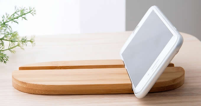 Natural Bamboo Wood SmartPhone iPad Stand Storage Holder