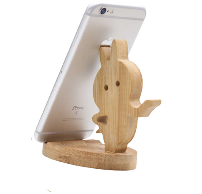 Natural Wooden Cute Cell Phone Holder Stand For iPhone Tablet iPad & other SmartPhone 