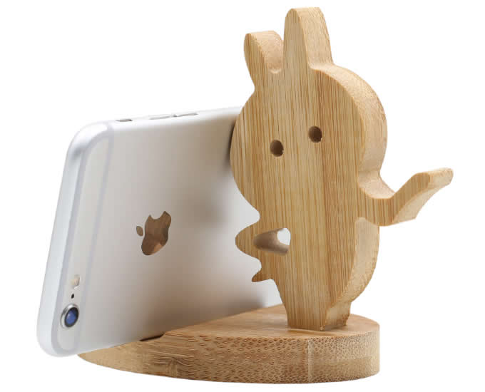 Natural Wooden Cute Cell Phone Holder Stand For iPhone Tablet iPad & other SmartPhone 