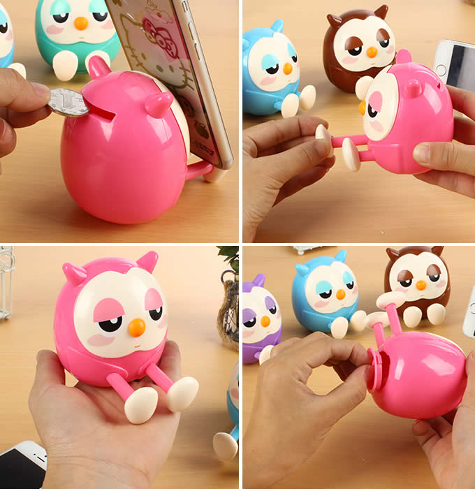 Owl Piggy Bank Cell Phone Stand Holder