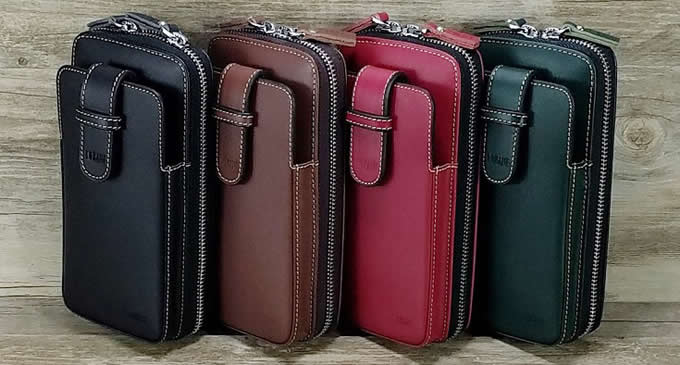 Portable Genuine Leather Phone Pouch Phone Bag Travel Purse Wallet