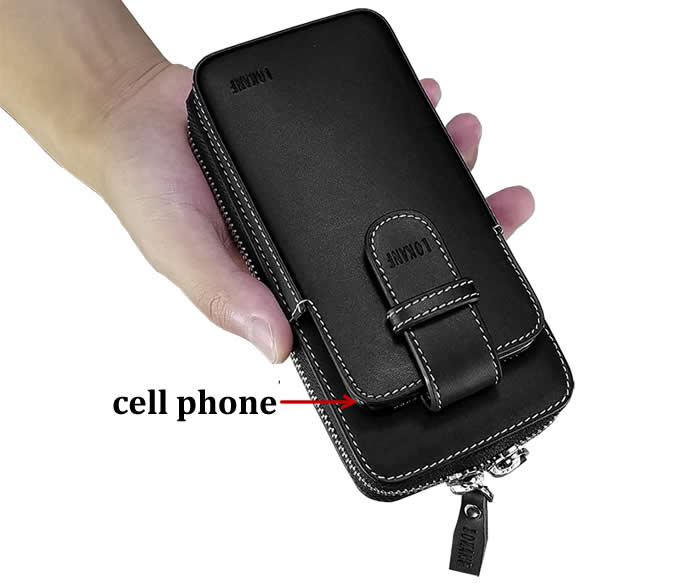 Portable Genuine Leather Phone Pouch Phone Bag Travel Purse Wallet