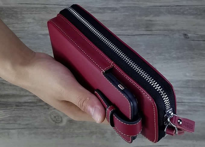 Portable Genuine Leather Phone Pouch Phone Bag Travel Purse Wallet