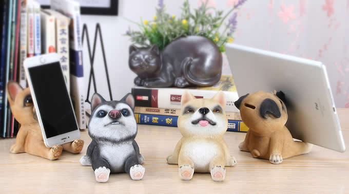  Puppy Dog Piggy Bank Cell Phone Stands Smartphone Holder for Desk 