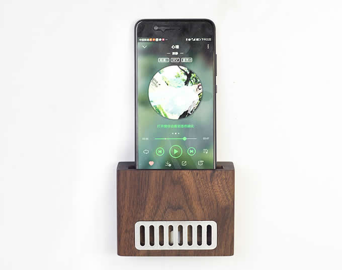   Self Adhesive Wall Wooden  Cell Phone Charging Dock, Sound Amplifier Wooden Amplification Stands  