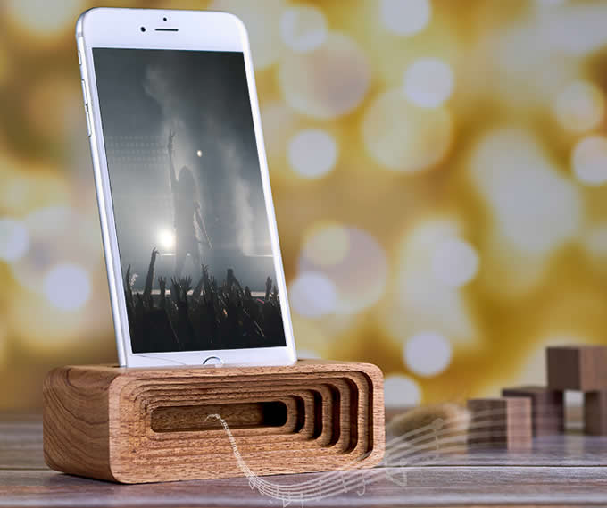  Wood Cell Phone Stand Dock with Sound Amplifier Amplifier 