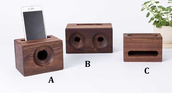  Black Walnut Wood Phone Sound Amplifier Trumpet Holder Amplifier Loudspeaker