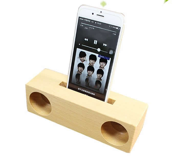 Wooden & Bamboo Speaker Sound Amplifier Stand Dock for SmartPhone