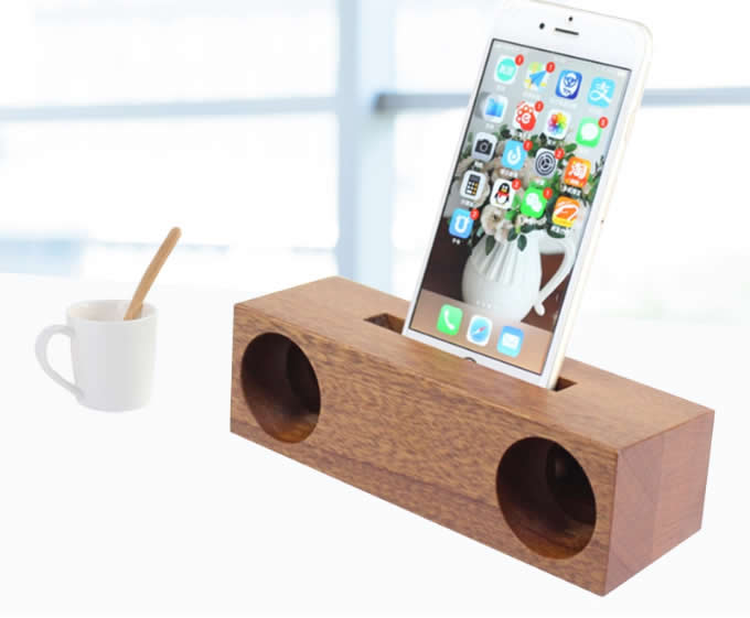 Wooden & Bamboo Speaker Sound Amplifier Stand Dock for SmartPhone