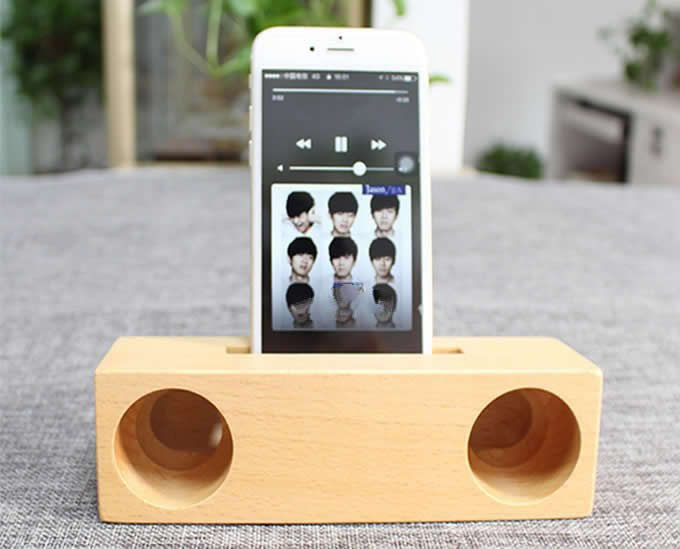 Wooden & Bamboo Speaker Sound Amplifier Stand Dock for SmartPhone