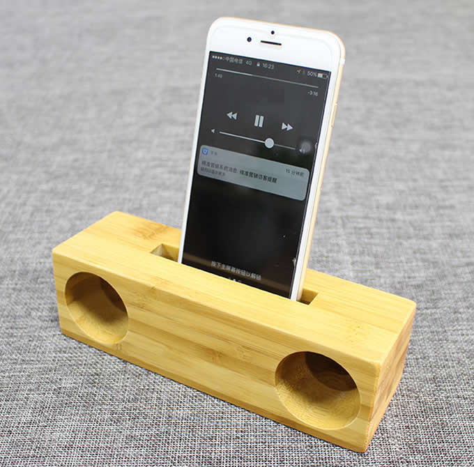 Wooden & Bamboo Speaker Sound Amplifier Stand Dock for SmartPhone