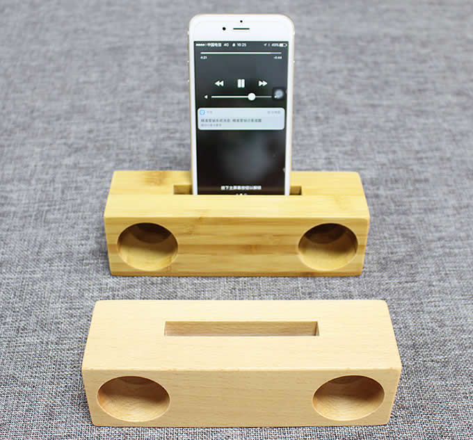 Wooden & Bamboo Speaker Sound Amplifier Stand Dock for SmartPhone