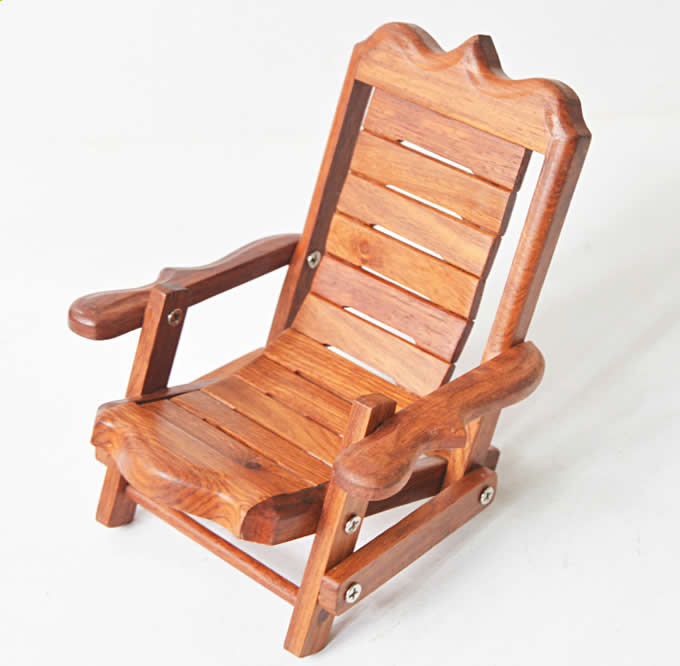 Wooden Beach Deck Chair Desk Mobile Phone Display Holder  Stand  