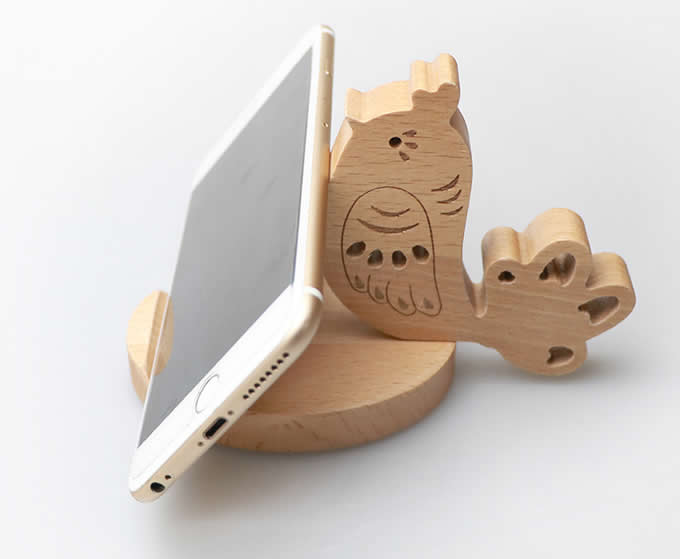 Wooden Bird Shaped Mobile Phone iPad Holder Stand