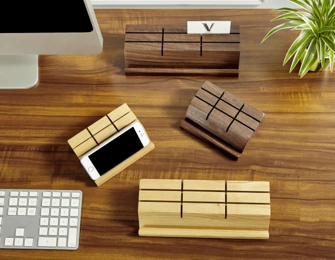  Wooden Business Card Holder Mobile Phone iPad Holder Stand