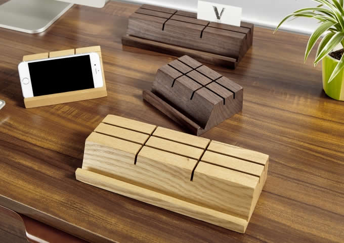  Wooden Business Card Holder Mobile Phone iPad Holder Stand