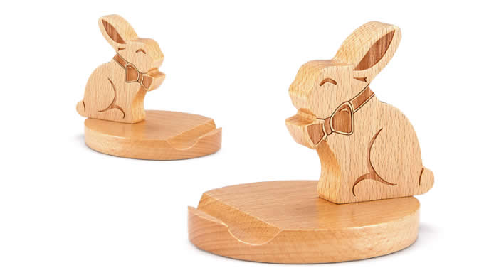  Wooden Cute Rabbit Cell Phone Stand Holder 